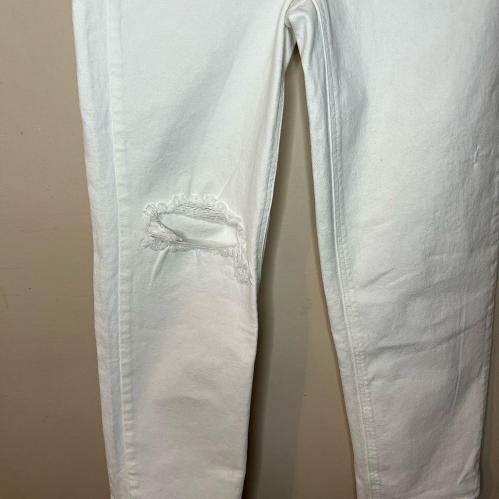 Paige Sarah Straight Ankle White Distressed Jeans - Picture 3 of 8